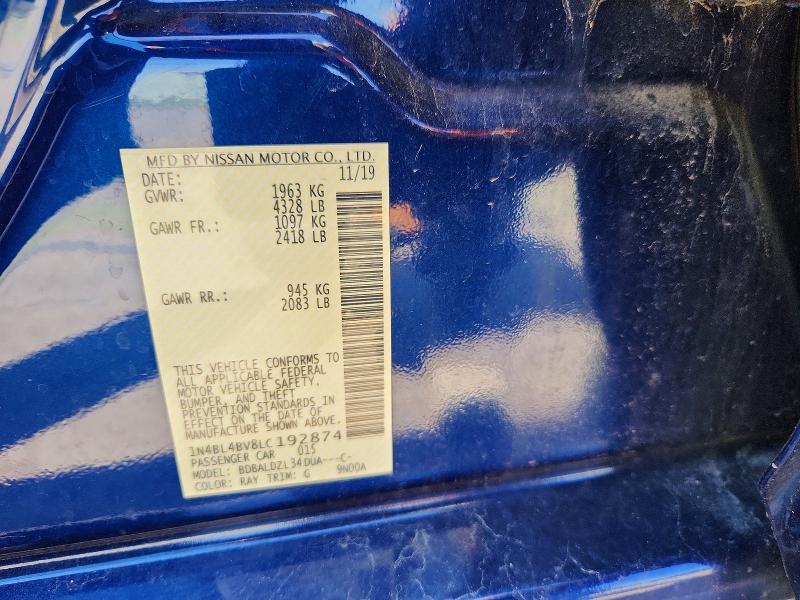 Продаж на аукціоні авто 2020 Nissan Altima, vin: 1N4BL4BV8LC192874, номер лоту: 52817506