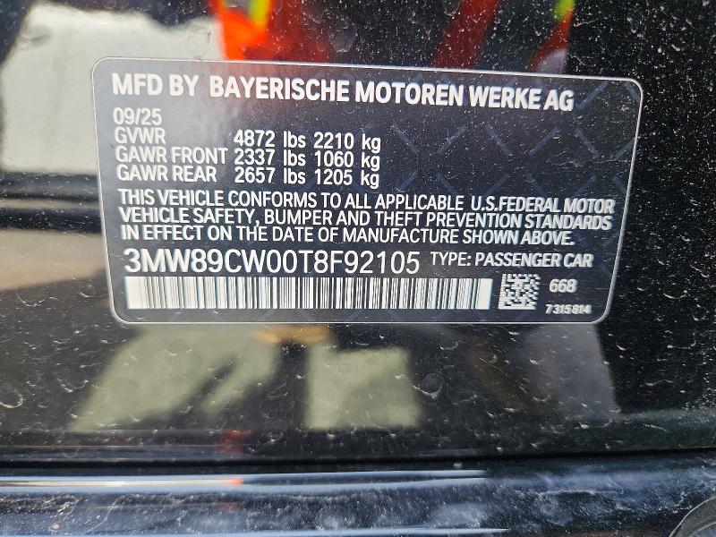 Продажа на аукционе авто 2026 Bmw 330xi, vin: 3MW89CW00T8F92105, номер лота: 54763606