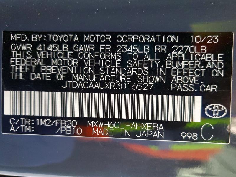 Продаж на аукціоні авто 2024 Toyota Prius, vin: JTDACAAUXR3016527, номер лоту: 54797906