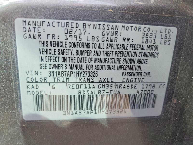 Продажа на аукционе авто 2017 Nissan Sentra, vin: 3N1AB7AP1HY273326, номер лота: 51898066