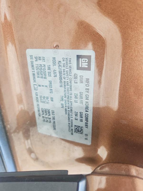 Продажа на аукционе авто 2017 Buick Encore, vin: KL4CJ1SB4HB046116, номер лота: 54274126