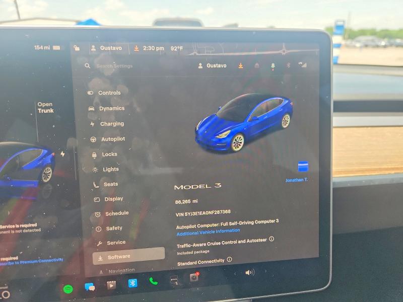 54537686 :رقم المزاد ، 5YJ3E1EA0NF287368 vin ، 2022 Tesla Model 3 مزاد بيع