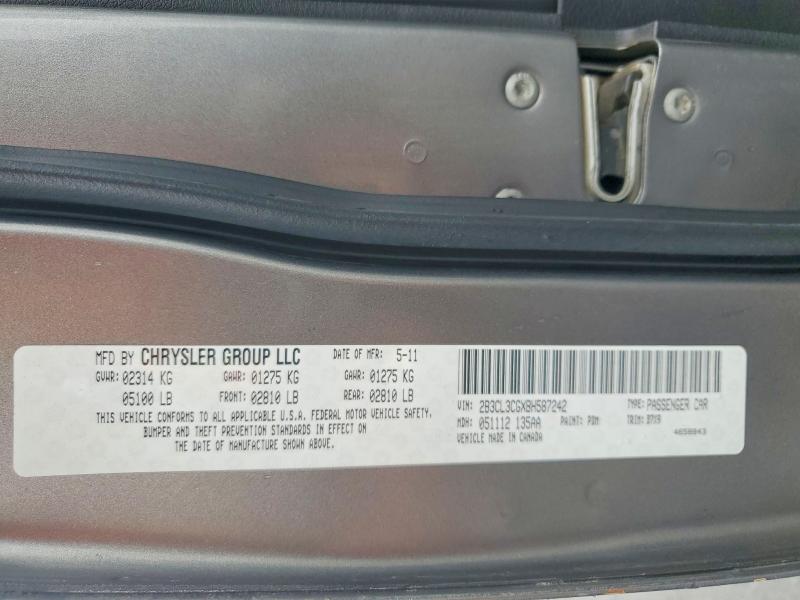 2011 Dodge Charger მანქანა იყიდება აუქციონზე, vin: 2B3CL3CGXBH587242, აუქციონის ნომერი: 55214586