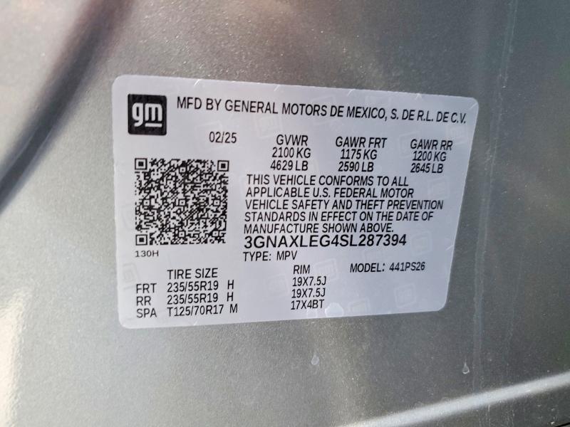 Продажа на аукционе авто 2025 Chevrolet Equinox, vin: 3GNAXLEG4SL287394, номер лота: 54141376