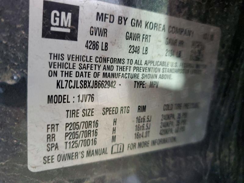 Продаж на аукціоні авто 2018 Chevrolet Trax, vin: KL7CJLSBXJB662942, номер лоту: 55125146