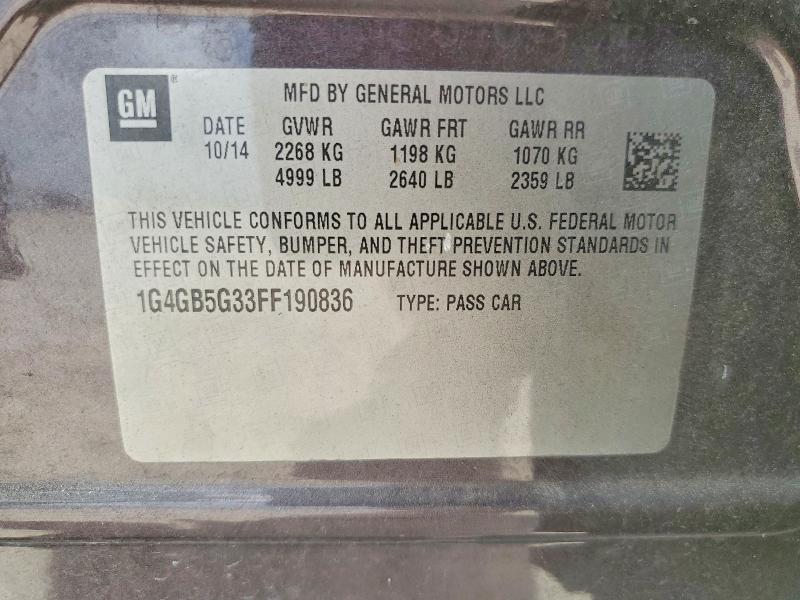 Aukcja sprzedaży 2015 Buick Lacrosse, vin: 1G4GB5G33FF190836, numer aukcji: 54837496
