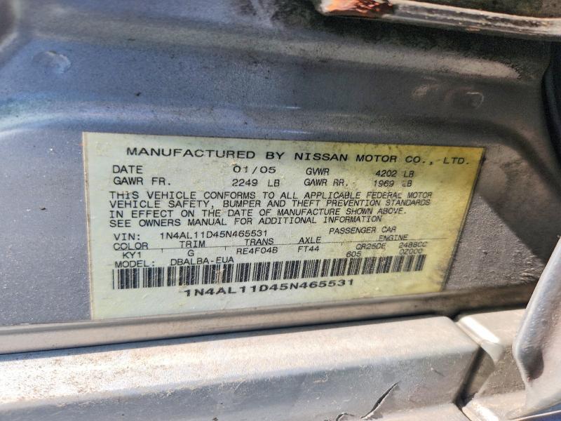 52020736 :رقم المزاد ، 1N4AL11D45N465531 vin ، 2005 Nissan Altima مزاد بيع