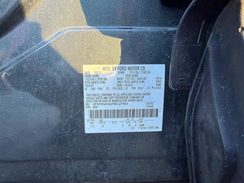 Продажа на аукционе авто 2015 Ford Edge, vin: 2FMTK4G92FBC27583, номер лота: 55844346