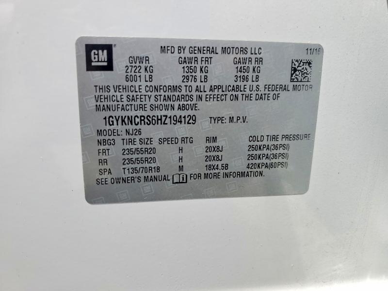 51523826 :رقم المزاد ، 1GYKNCRS6HZ194129 vin ، 2017 Cadillac Xt5 مزاد بيع