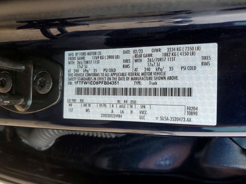 Aukcja sprzedaży 2023 Ford F150, vin: 1FTFW1ED8PFB04351, numer aukcji: 53224416