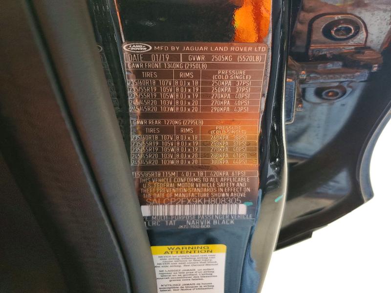 Aukcja sprzedaży 2019 Land Rover Discovery Sport, vin: SALCP2FX9KH808305, numer aukcji: 52157786