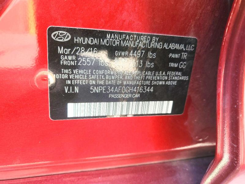 Продаж на аукціоні авто 2016 Hyundai Sonata, vin: 5NPE34AF0GH416344, номер лоту: 54626586