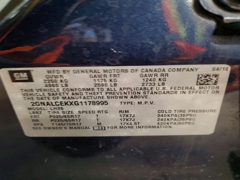 Продажа на аукционе авто 2016 Chevrolet Equinox, vin: 2GNALCEKXG1178995, номер лота: 54285516