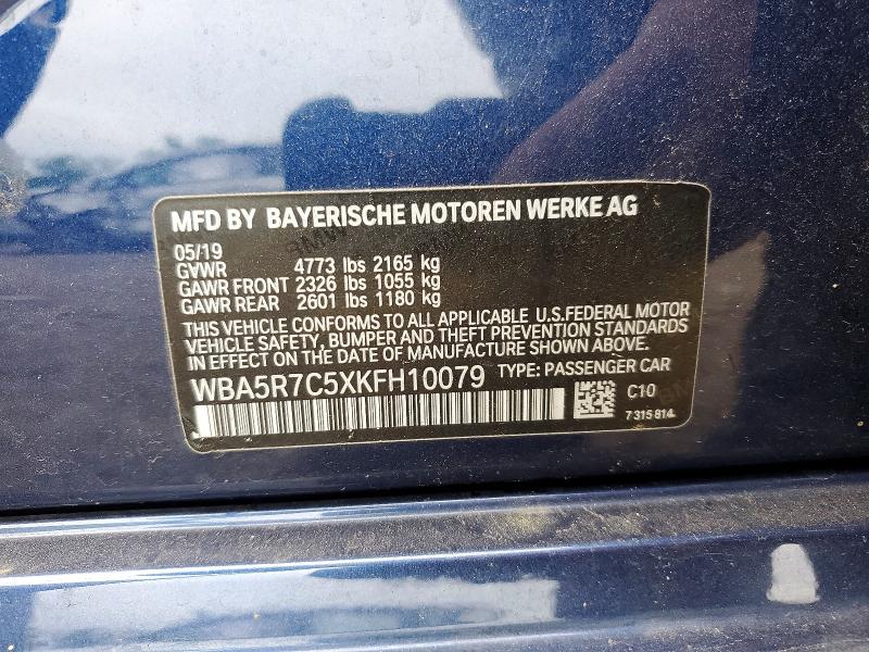 54512436 :رقم المزاد ، WBA5R7C5XKFH10079 vin ، 2019 Bmw 330xi مزاد بيع