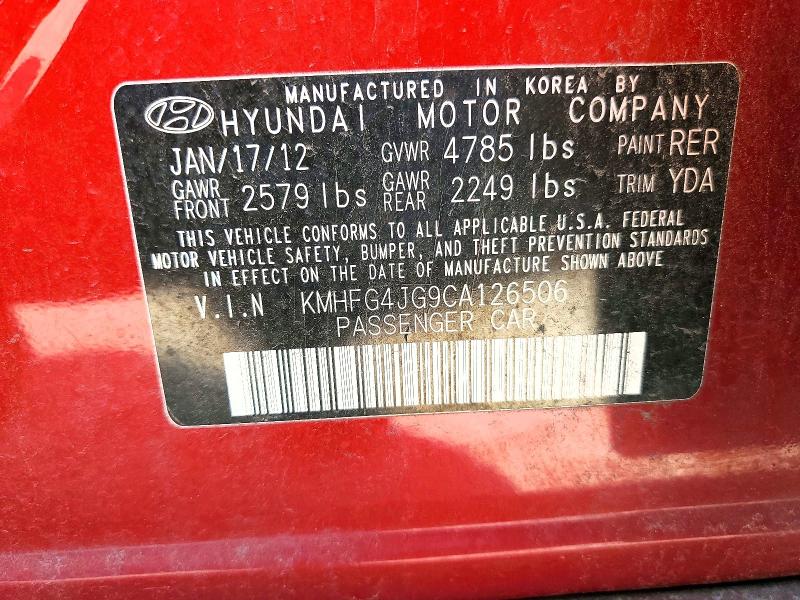 55385236 :رقم المزاد ، KMHFG4JG9CA126506 vin ، 2012 Hyundai Azera مزاد بيع