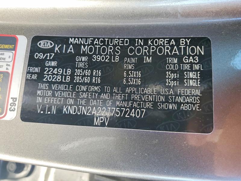 2018 Kia Soul მანქანა იყიდება აუქციონზე, vin: KNDJN2A22J7572407, აუქციონის ნომერი: 53771136