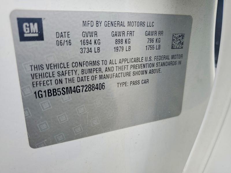 Продаж на аукціоні авто 2016 Chevrolet Cruze L Manual, vin: 1G1BB5SM4G7288406, номер лоту: 54263536
