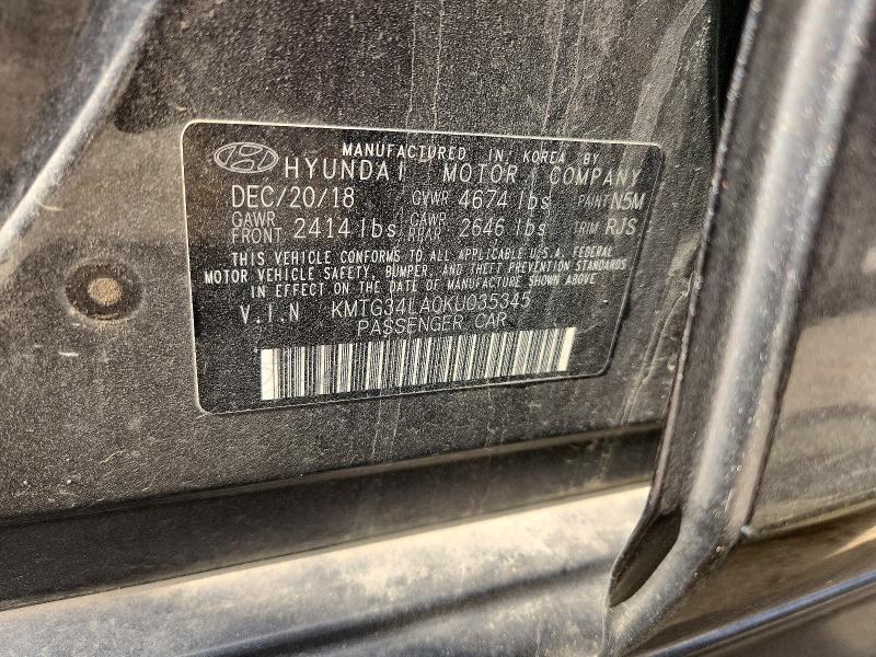 53593586 :رقم المزاد ، KMTG34LA0KU035345 vin ، 2019 Genesis G70 مزاد بيع