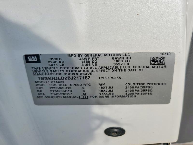 Продаж на аукціоні авто 2011 Chevrolet Traverse, vin: 1GNKRJED2BJ217182, номер лоту: 53997806