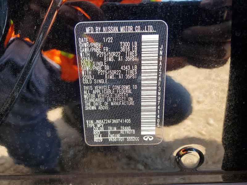 Продаж на аукціоні авто 2022 Infiniti Qx80, vin: JN8AZ2AF3N9741405, номер лоту: 54924206