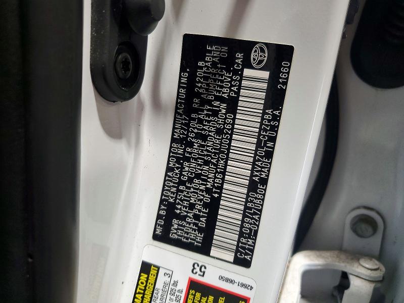 Aukcja sprzedaży 2018 Toyota Camry, vin: 4T1B61HK0JU052690, numer aukcji: 53515426