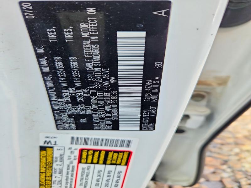 54323406 :رقم المزاد ، 5TDGZRBH0LS518056 vin ، 2020 Toyota Highlander مزاد بيع