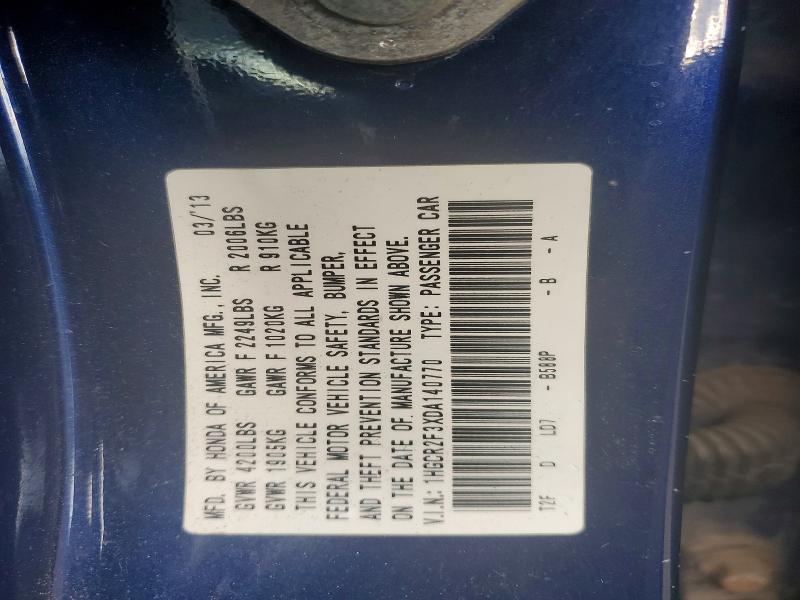 Aukcja sprzedaży 2013 Honda Accord, vin: 1HGCR2F3XDA140770, numer aukcji: 55362466