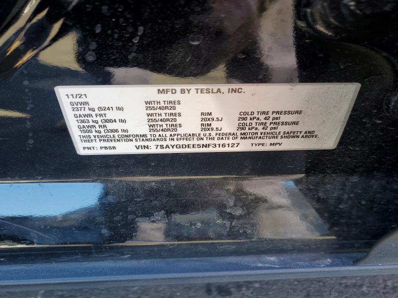 Продажа на аукционе авто 2022 Tesla Model Y, vin: 7SAYGDEE5NF316127, номер лота: 53960906