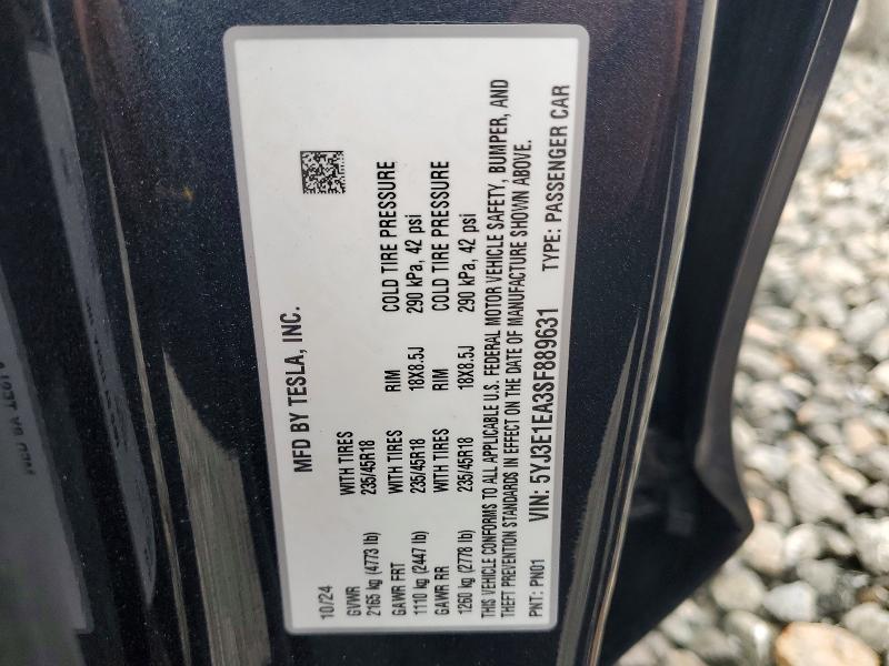 Продаж на аукціоні авто 2025 Tesla Model 3, vin: 5YJ3E1EA3SF889631, номер лоту: 52572476