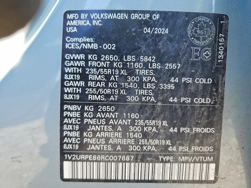 Продаж на аукціоні авто 2024 Volkswagen Id.4, vin: 1V2URPE86RC007687, номер лоту: 51757546