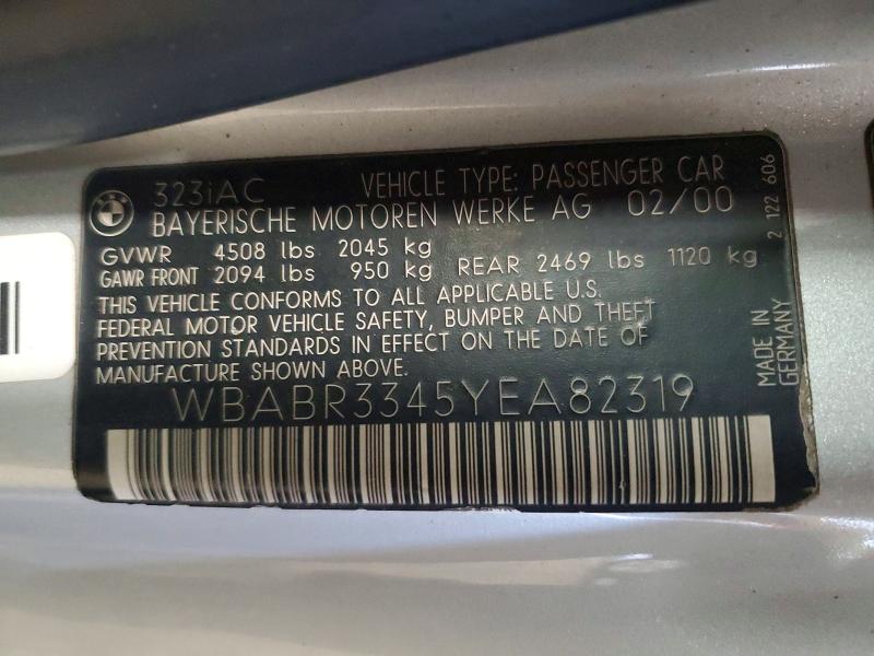 Продажа на аукционе авто 2000 Bmw 323, vin: WBABR3345YEA82319, номер лота: 52590656