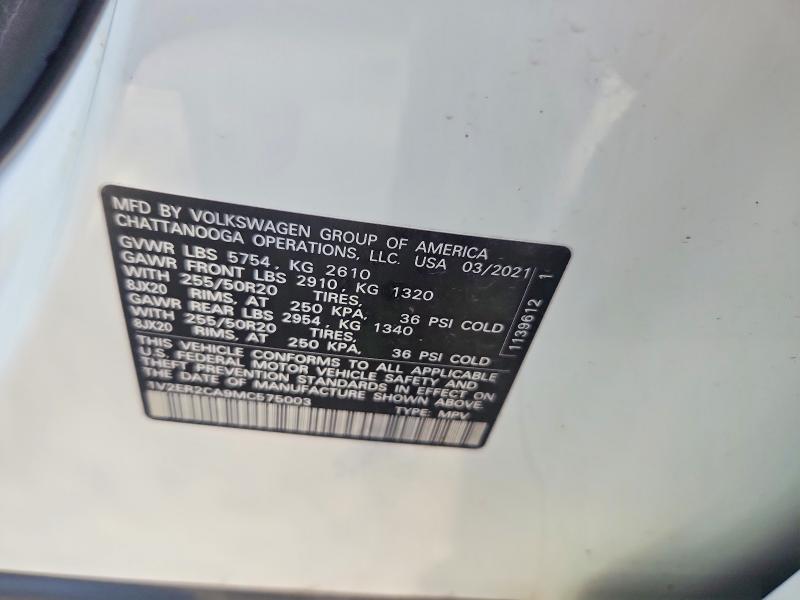 Продажа на аукционе авто 2021 Volkswagen Atlas, vin: 1V2ER2CA9MC575003, номер лота: 53661566