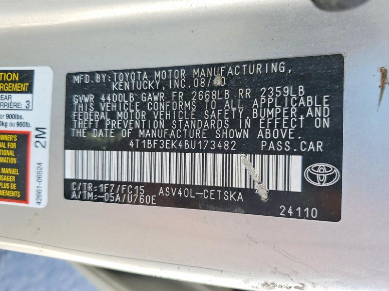 Продаж на аукціоні авто 2011 Toyota Camry, vin: 4T1BF3EK4BU173482, номер лоту: 52332736