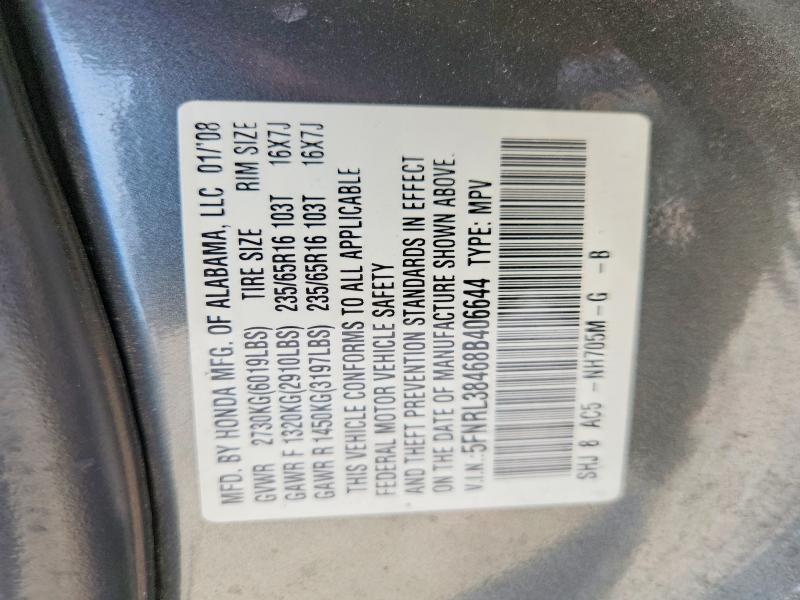 54298136 :رقم المزاد ، 5FNRL38468B406644 vin ، 2008 Honda Odyssey مزاد بيع