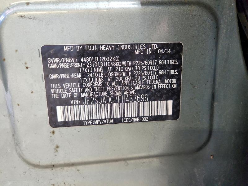 Продажа на аукционе авто 2015 Subaru Forester, vin: JF2SJADC7FH433696, номер лота: 52569636