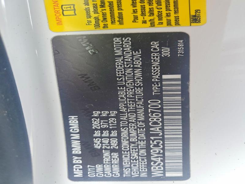 Продажа на аукционе авто 2018 Bmw M4, vin: WBS4Y9C51JAC86700, номер лота: 55221606