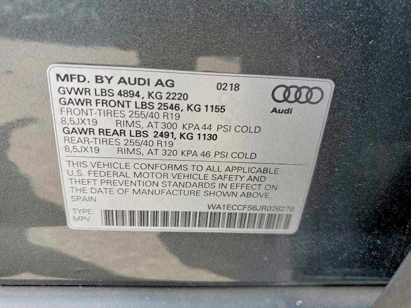 Продажа на аукционе авто 2018 Audi Q3, vin: WA1ECCFS6JR026276, номер лота: 53976626