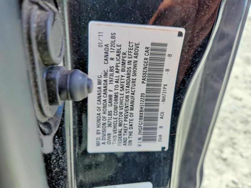 52957966 :رقم المزاد ، 2HGFG1B8XBH512220 vin ، 2011 Honda Civic مزاد بيع