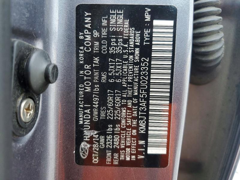 54272706 :رقم المزاد ، KM8JT3AF5FU023352 vin ، 2015 Hyundai Tucson مزاد بيع