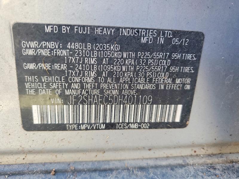 Aukcja sprzedaży 2013 Subaru Forester, vin: JF2SHAEC5DH401109, numer aukcji: 52216886