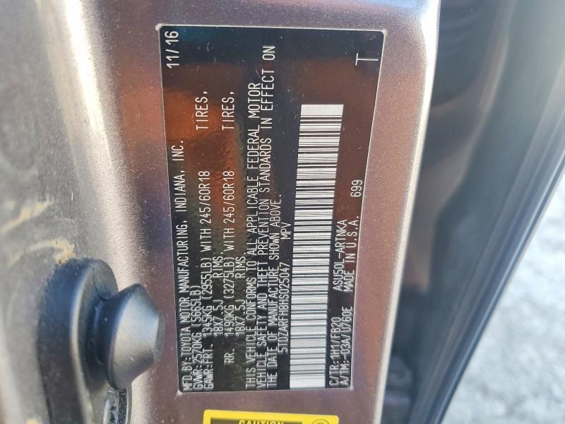 Продаж на аукціоні авто 2017 Toyota Highlander, vin: 5TDZARFH8HS025047, номер лоту: 51422056