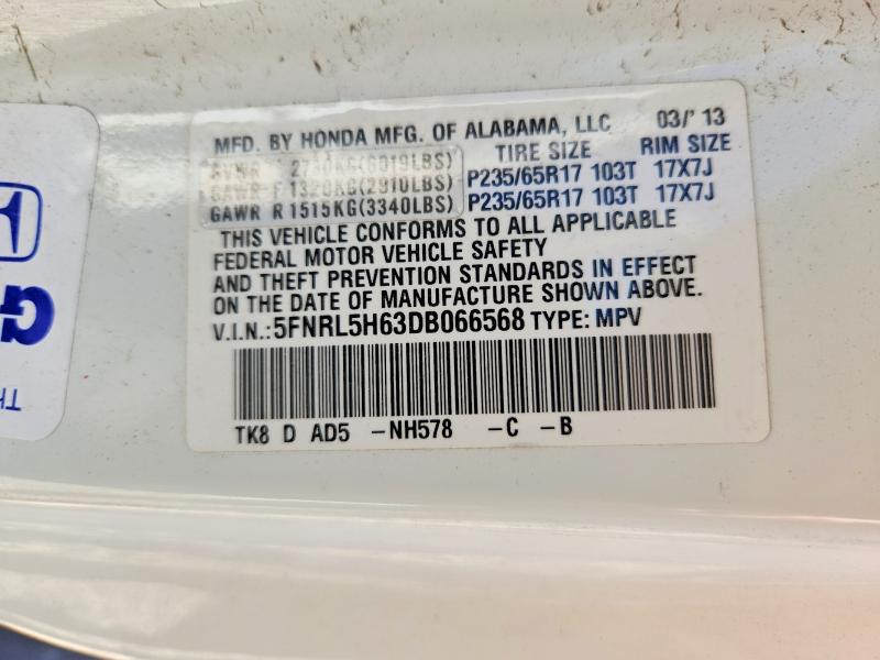 Продажа на аукционе авто 2013 Honda Odyssey, vin: 5FNRL5H63DB066568, номер лота: 53143156