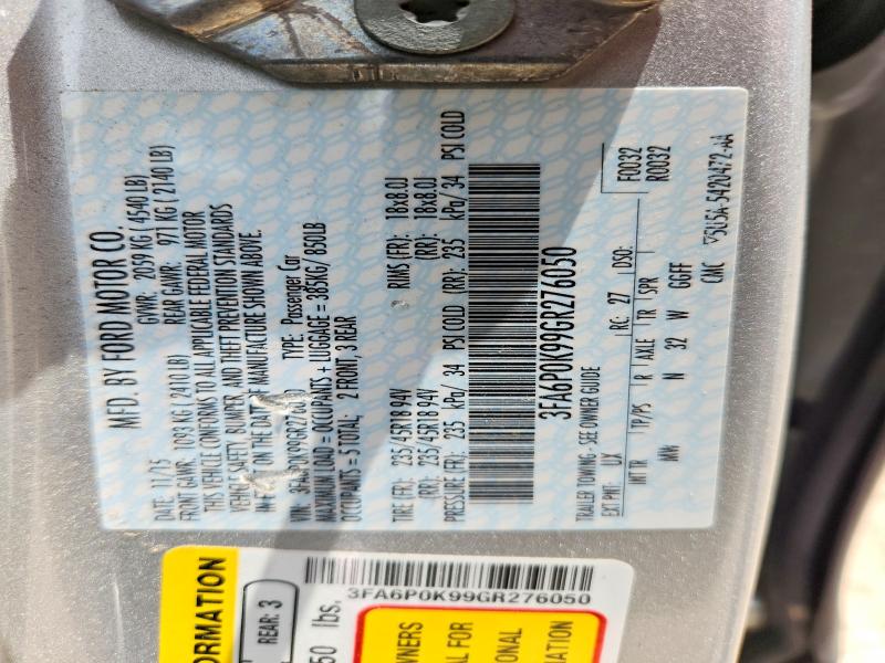 Продаж на аукціоні авто 2016 Ford Fusion, vin: 3FA6P0K99GR276050, номер лоту: 54110086