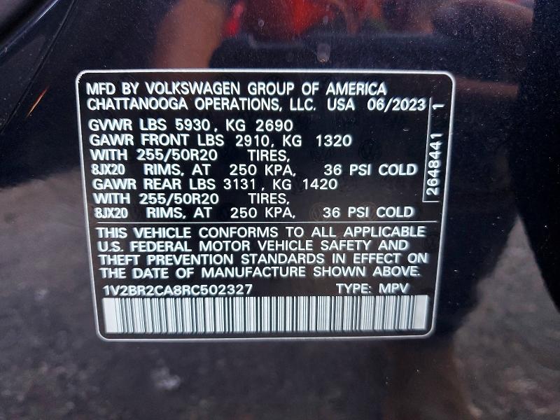 54636696 :رقم المزاد ، 1V2BR2CA8RC502327 vin ، 2024 Volkswagen Atlas مزاد بيع