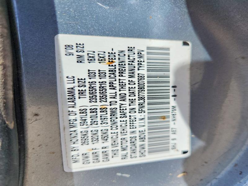 2009 Honda Odyssey მანქანა იყიდება აუქციონზე, vin: 5FNRL38779B007687, აუქციონის ნომერი: 54078336