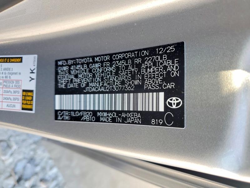 2026 Toyota Prius მანქანა იყიდება აუქციონზე, vin: JTDACAAU2T3077362, აუქციონის ნომერი: 54246626