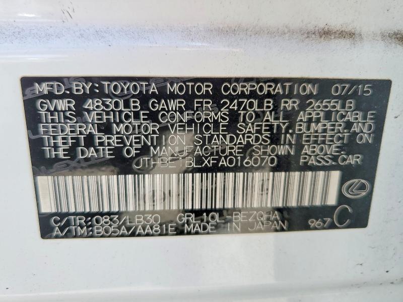 Продажа на аукционе авто 2015 Lexus Gs, vin: JTHBE1BLXFA016070, номер лота: 51793776