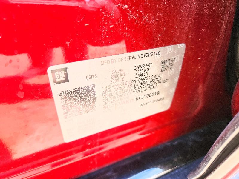 53559806 :رقم المزاد ، 5GAEVAKW4KJ108019 vin ، 2019 Buick Enclave مزاد بيع