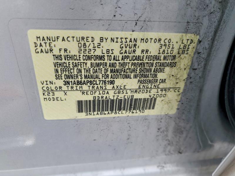 Продажа на аукционе авто 2012 Nissan Sentra, vin: 3N1AB6AP8CL776190, номер лота: 53504576