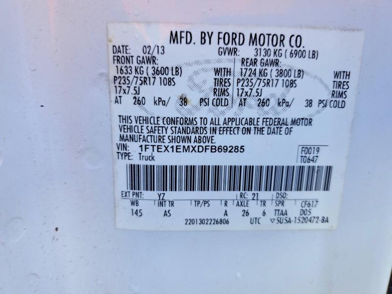 Aukcja sprzedaży 2013 Ford F150, vin: 1FTEX1EMXDFB69285, numer aukcji: 54525726